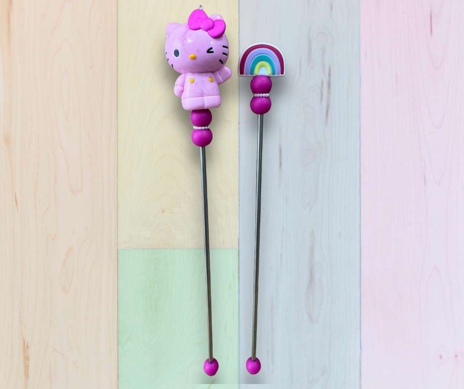 AmiStix™️ tool w/ Hello Kitty Topper- Marble Series 1 Pink Hello Kitty and Rainbow