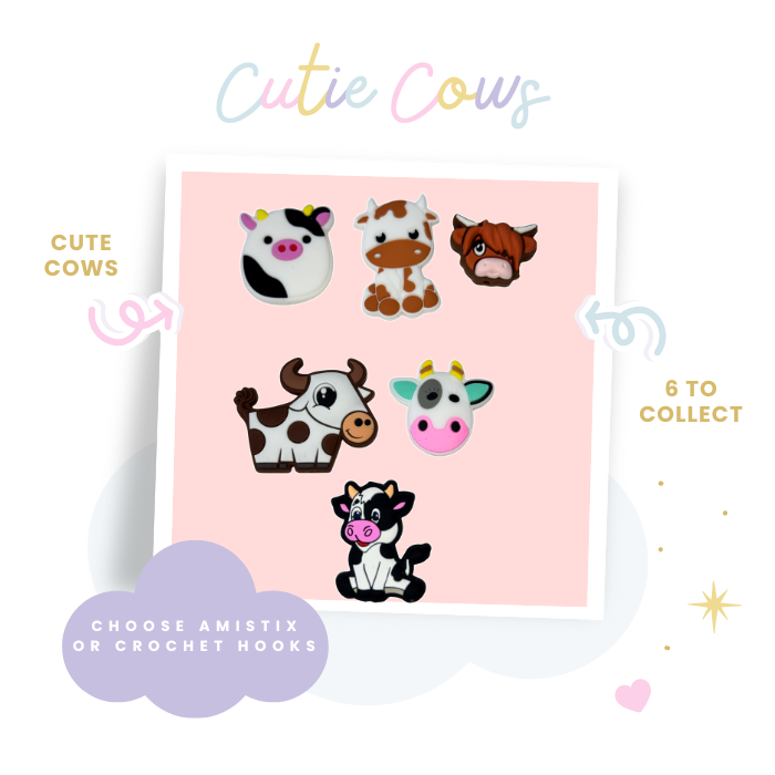 Choose Beaded Crochet Hook and/Or AmiStixTM -Cutie Cows