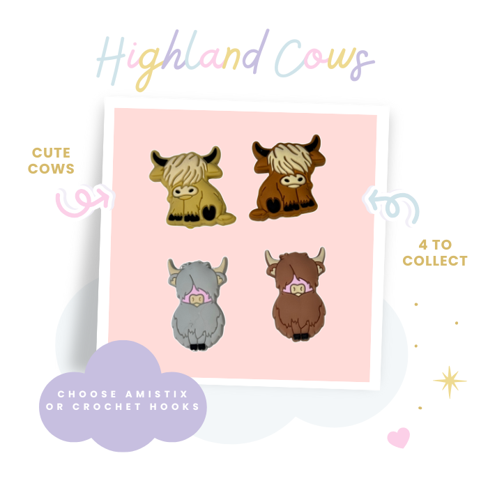 Choose Beaded Crochet Hook and/Or AmiStixTM -Highland Cows