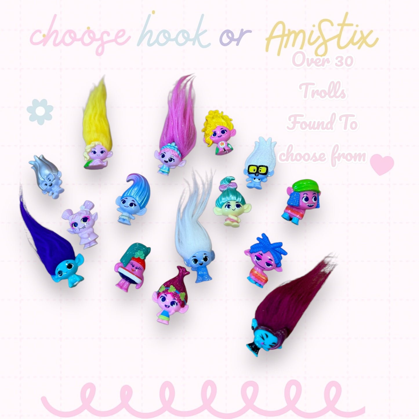 Choose Beaded Crochet Hook and/Or AmiStixTM - Made with Trolls Mineez by Dreamworks Mystery