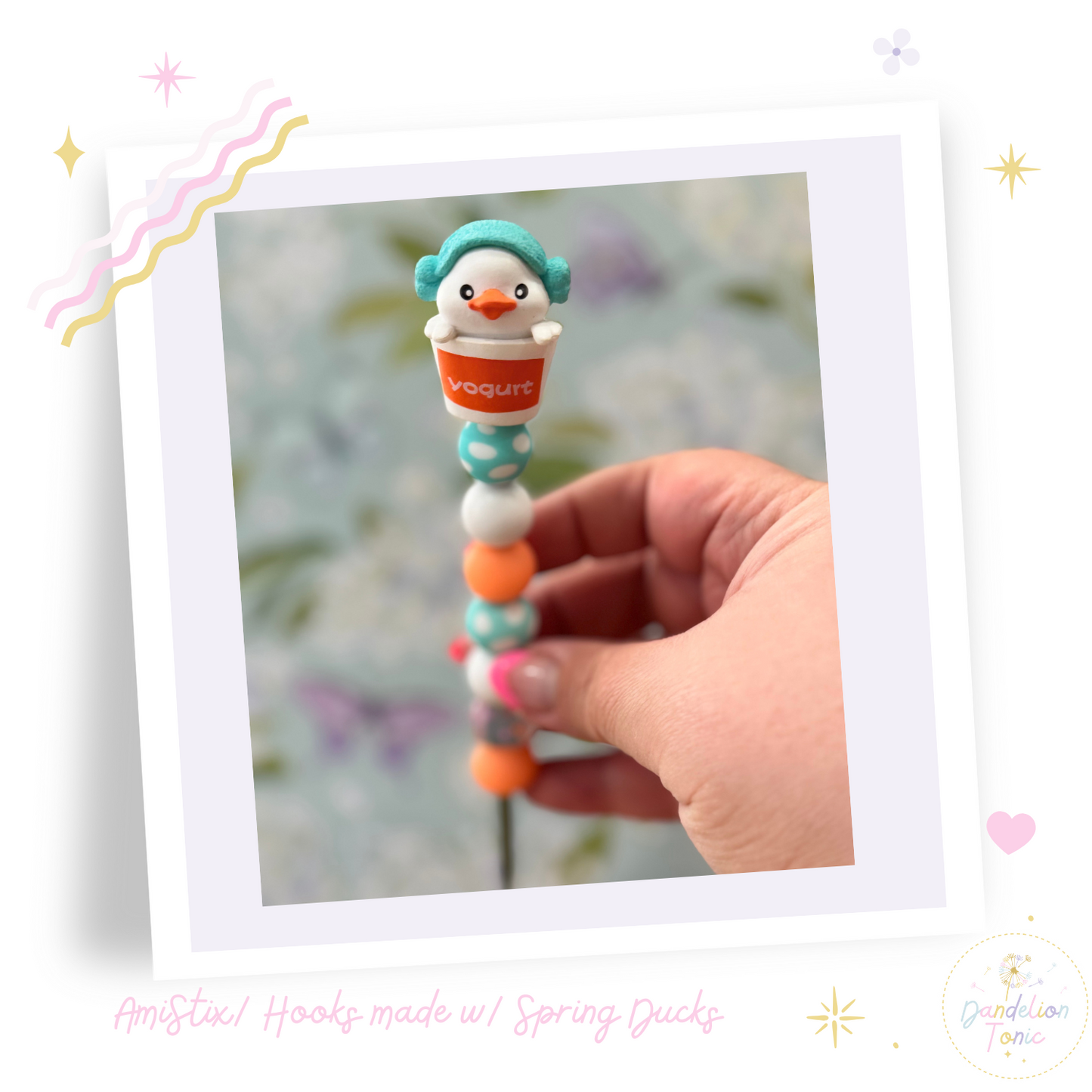 Choose Beaded Crochet Hook and/Or Amistix- Made with Spring Ducks