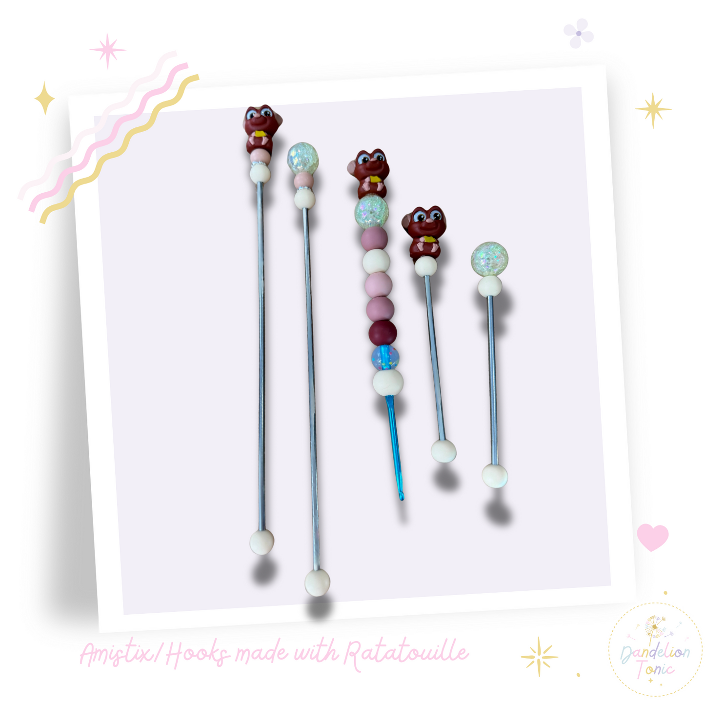 Choose Beaded Crochet Hook and/Or AmiStixTM - Made with Ratatouille Disney Doorables