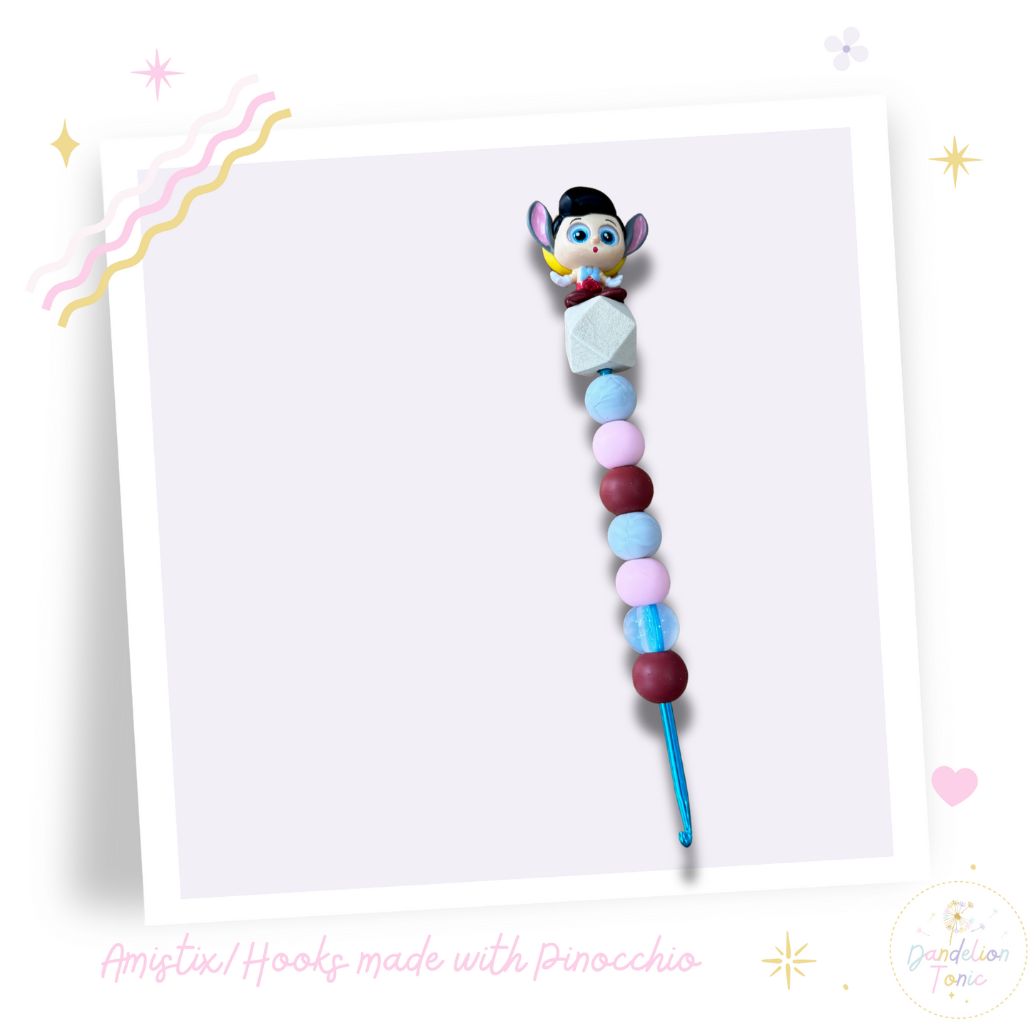 Choose Beaded Crochet Hook and/Or AmiStixTM - Made with Pinocchio Disney Doorables