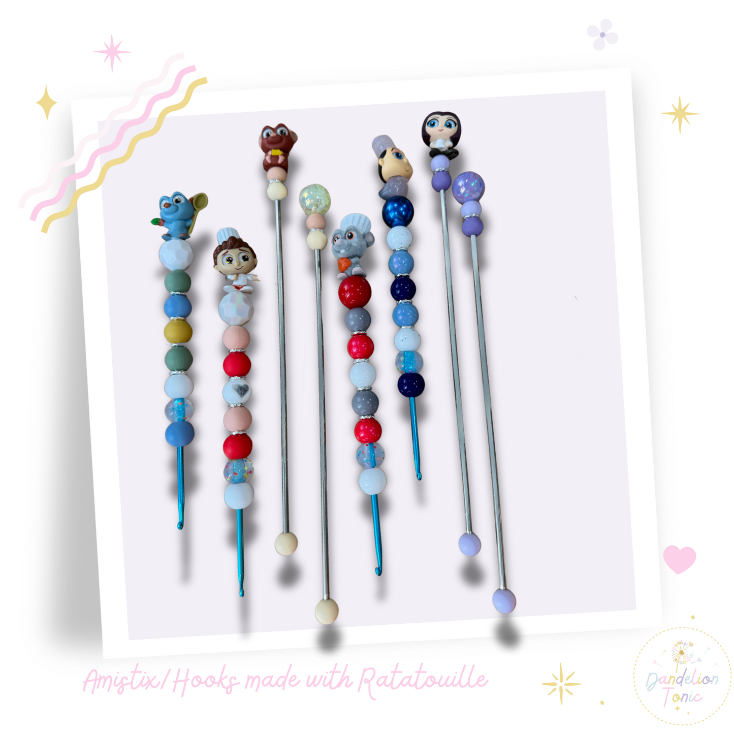 Choose Beaded Crochet Hook and/Or AmiStixTM - Made with Ratatouille Disney Doorables
