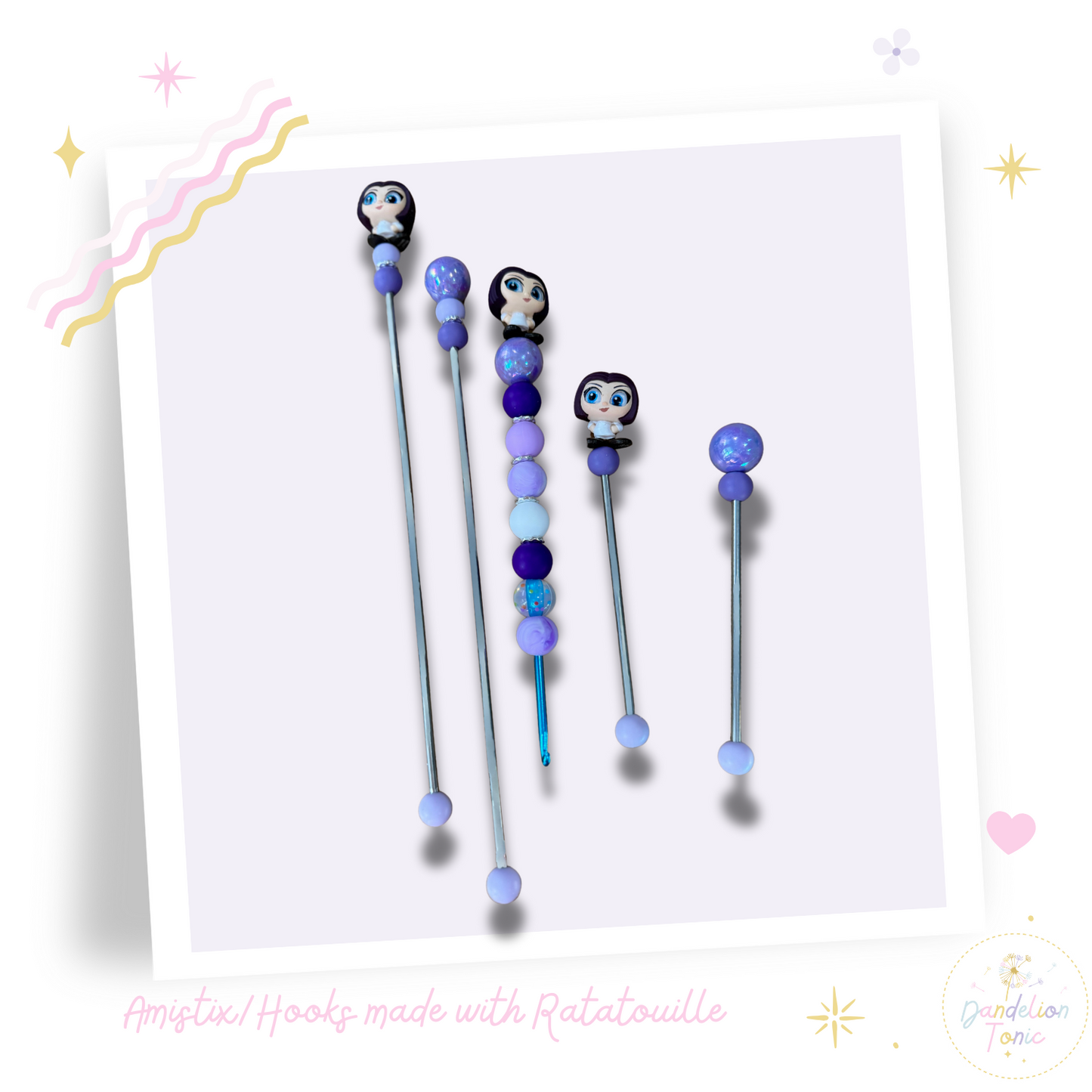 Choose Beaded Crochet Hook and/Or AmiStixTM - Made with Ratatouille Disney Doorables