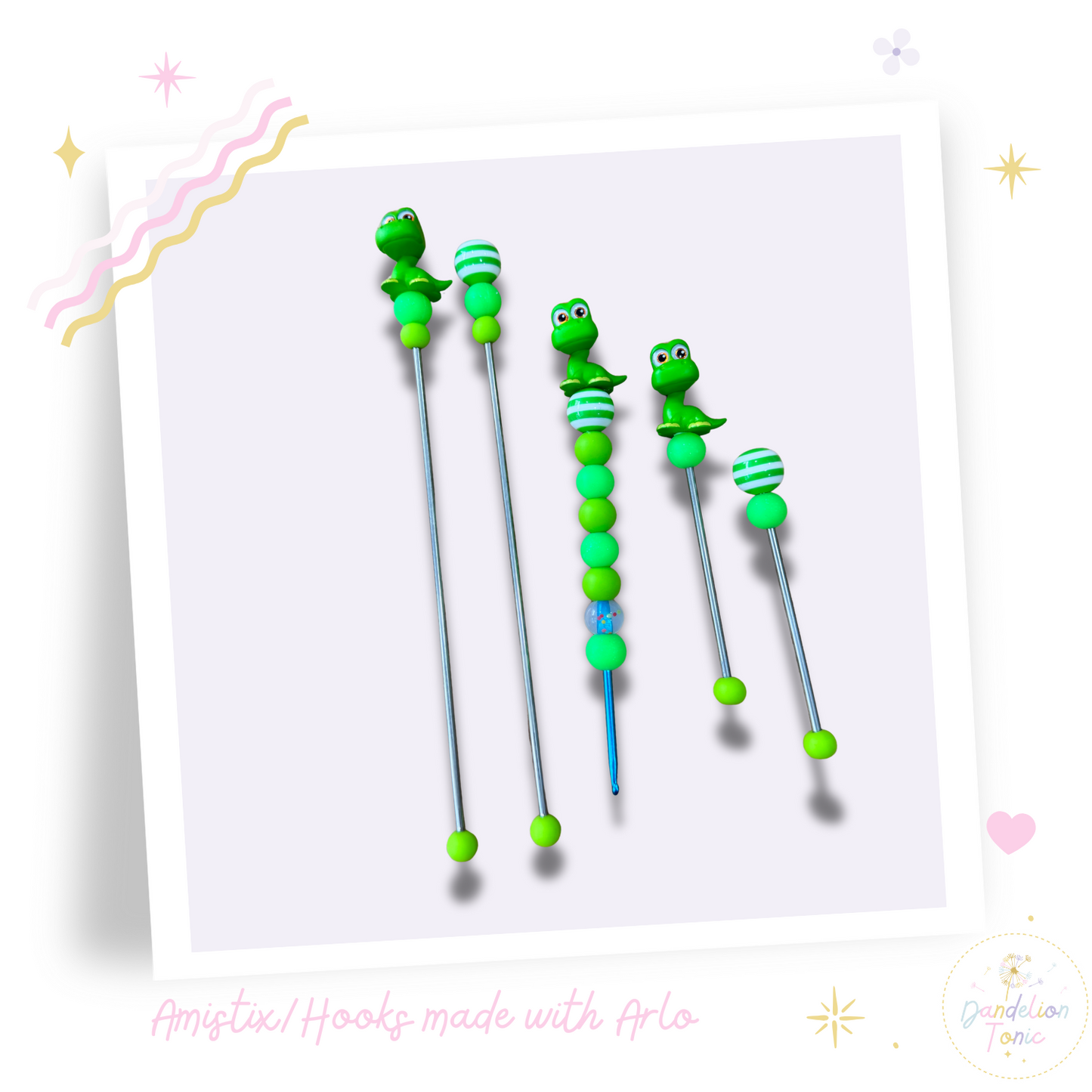 Choose Beaded Crochet Hook and/Or AmiStixTM - Made with The Good Dinosaur Disney Doorables