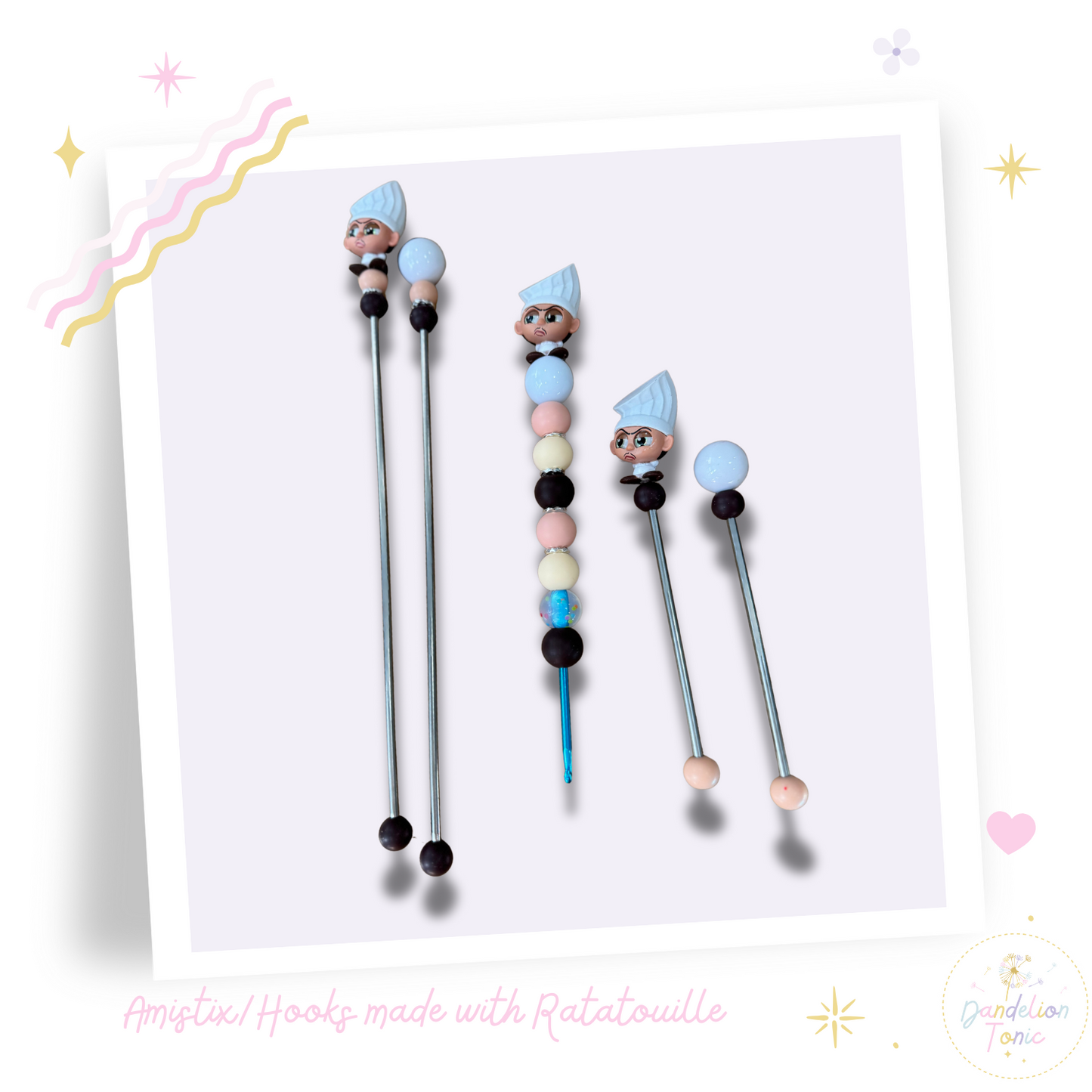 Choose Beaded Crochet Hook and/Or AmiStixTM - Made with Ratatouille Disney Doorables