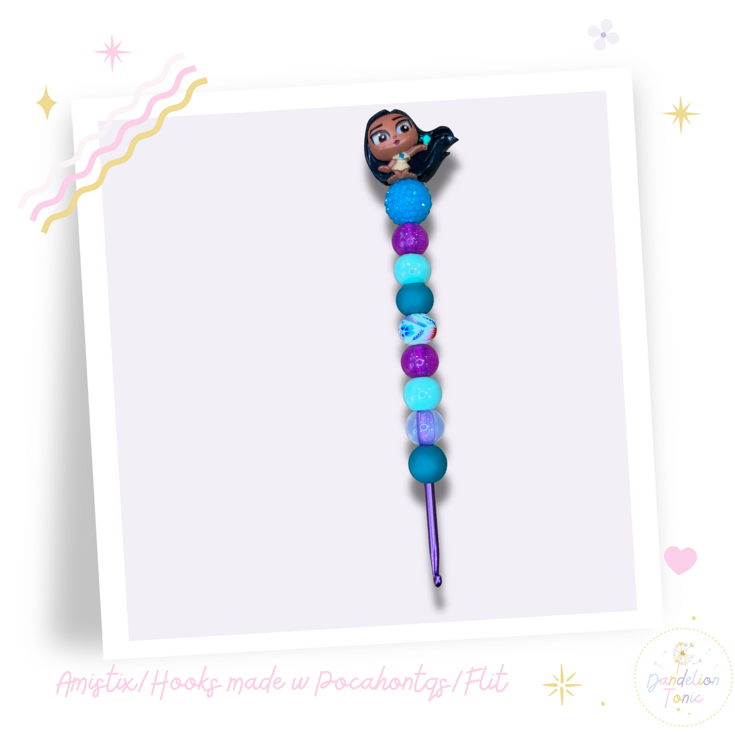 Choose Beaded Crochet Hook and/Or AmiStixTM - Made with Pocahontas Disney Doorables
