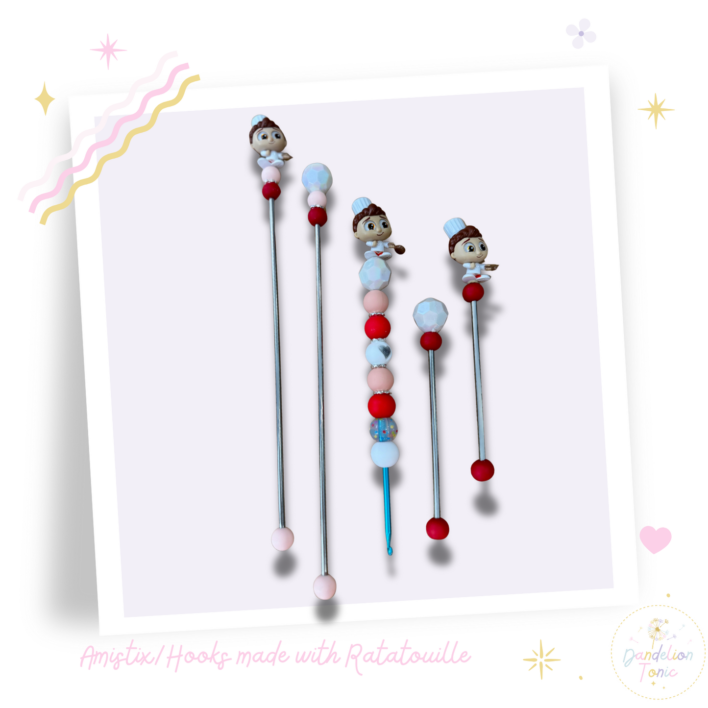 Choose Beaded Crochet Hook and/Or AmiStixTM - Made with Ratatouille Disney Doorables