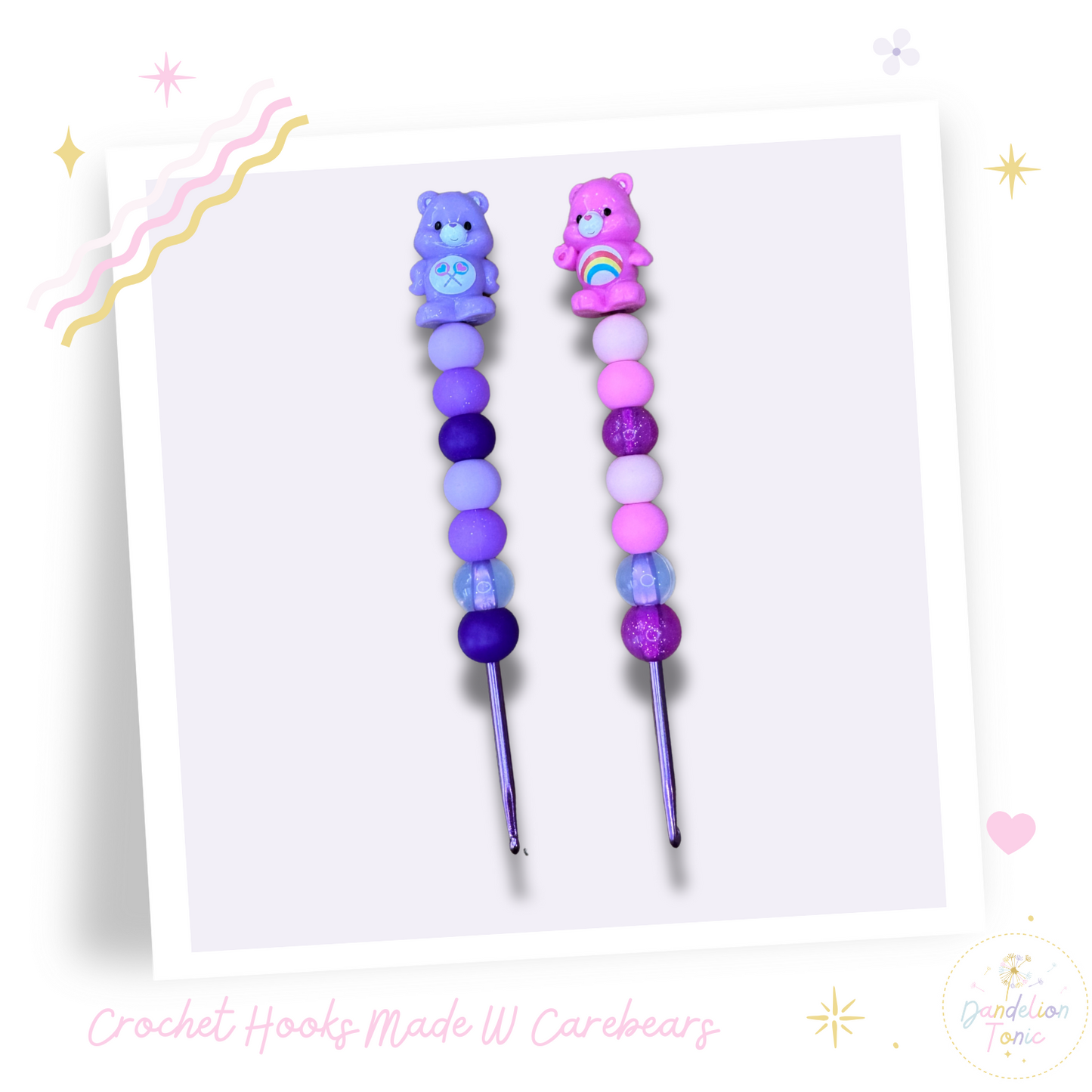 Choose Beaded Crochet Hook and/Or AmiStixTM - Made with Care Bears Ooshies