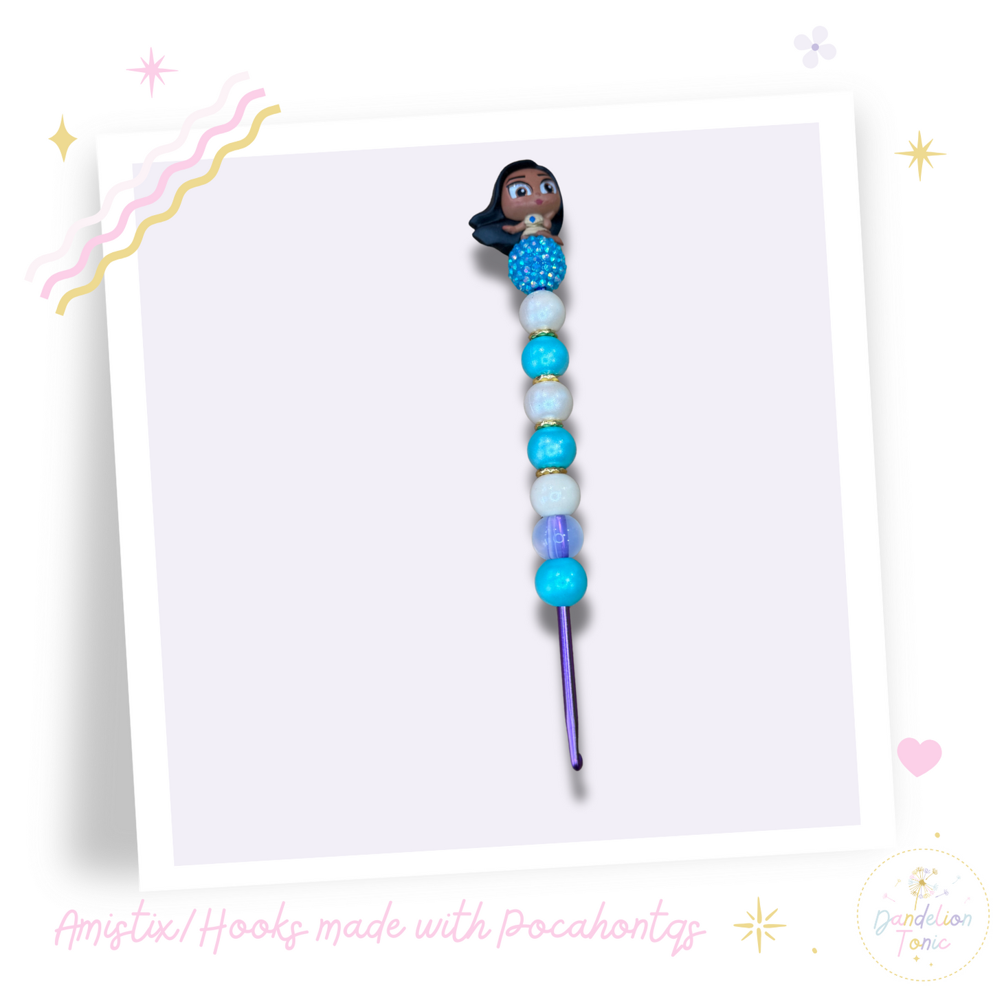 Choose Beaded Crochet Hook and/Or AmiStixTM - Made with Pocahontas Disney Doorables