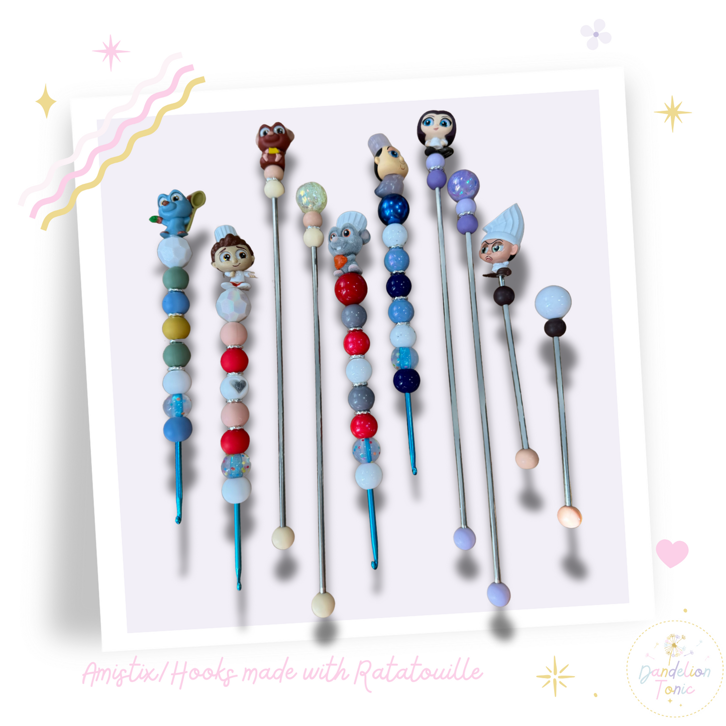 Choose Beaded Crochet Hook and/Or AmiStixTM - Made with Ratatouille Disney Doorables