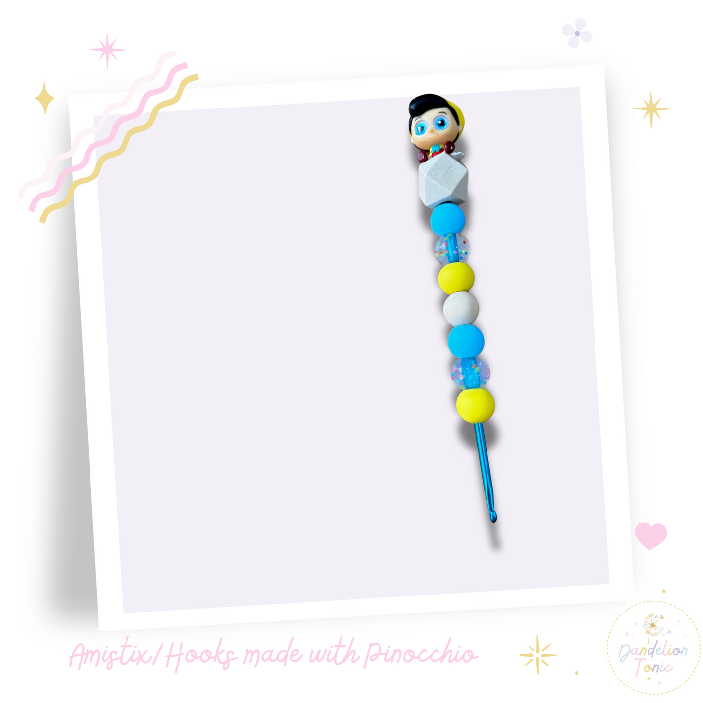 Choose Beaded Crochet Hook and/Or AmiStixTM - Made with Pinocchio Disney Doorables