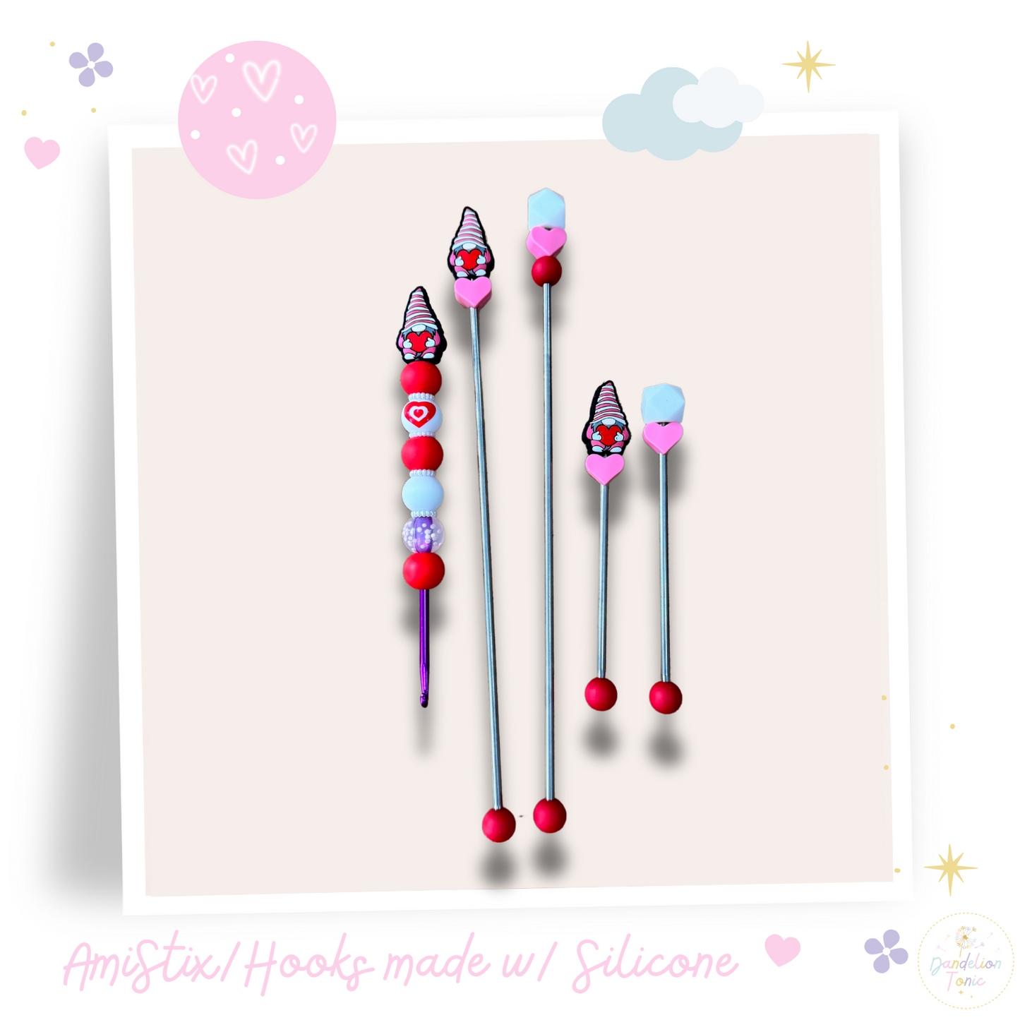 Beaded Crochet Hook and/Or AmiStixTM - Love Gnome