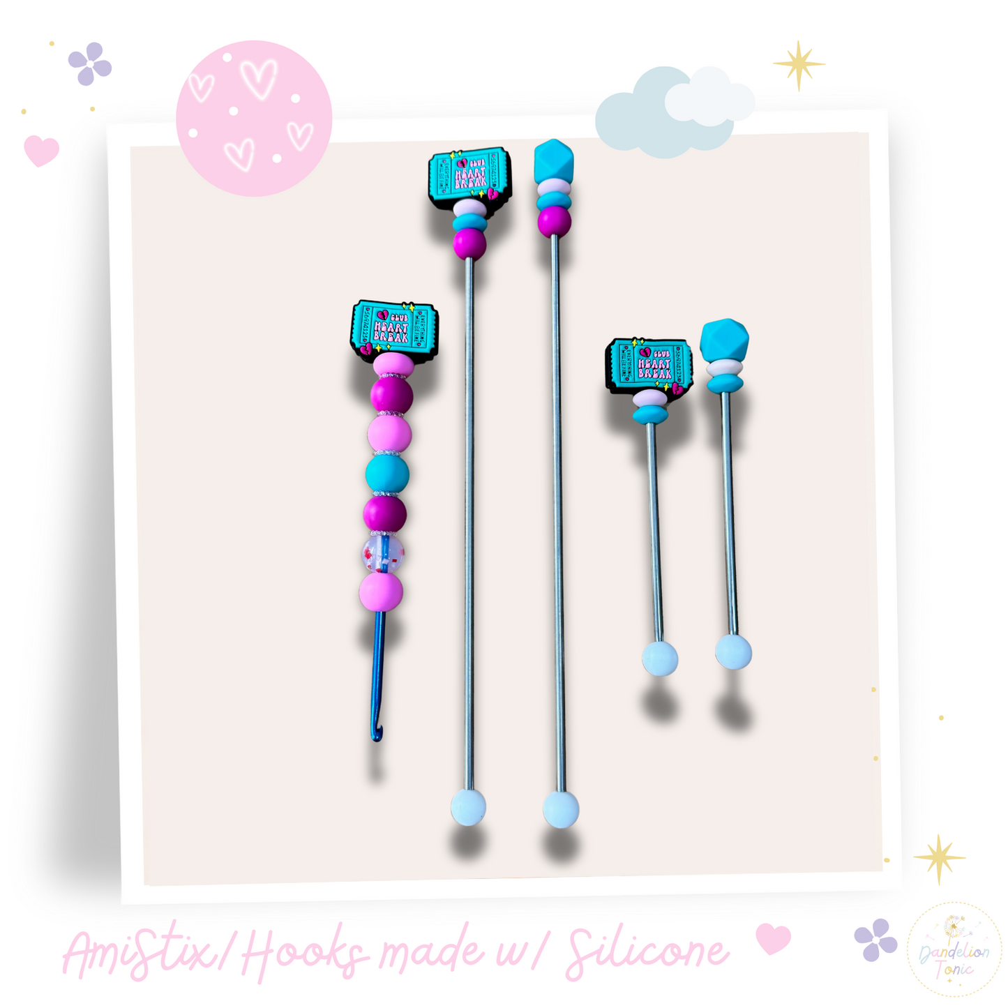 Beaded Crochet Hook and/Or AmiStixTM - Heart Break Ticket