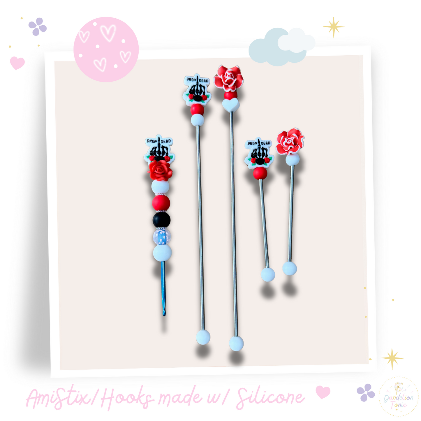 Beaded Crochet Hook and/Or AmiStixTM - Drop Dead