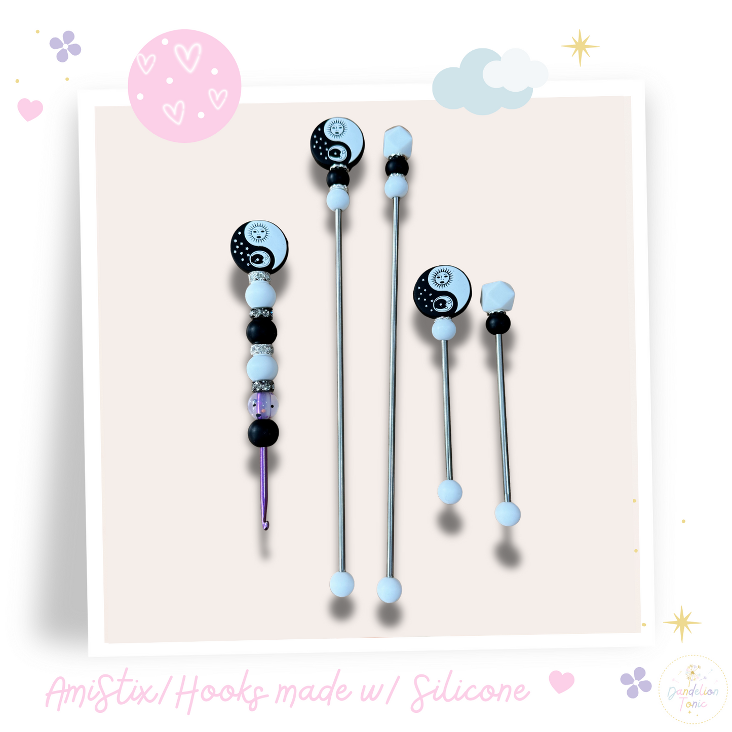 Beaded Crochet Hook and/Or AmiStixTM - Ying and Yang