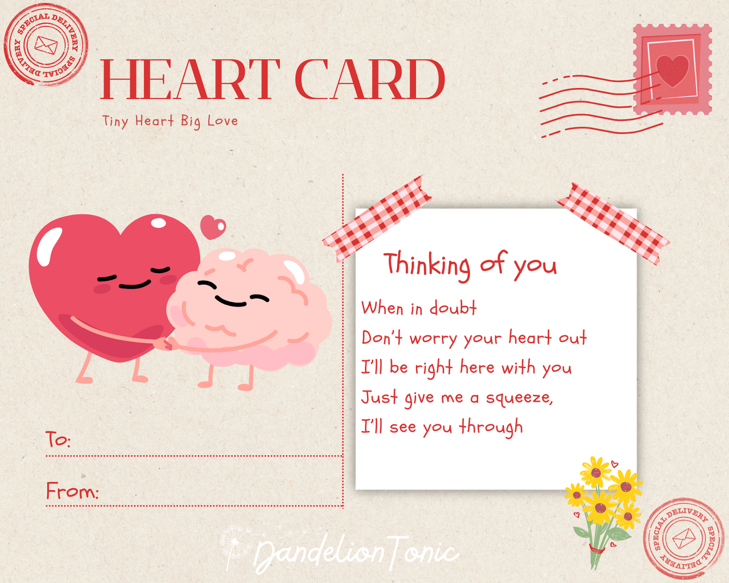 Worry Heart Handmade Crochet Heart Post Card