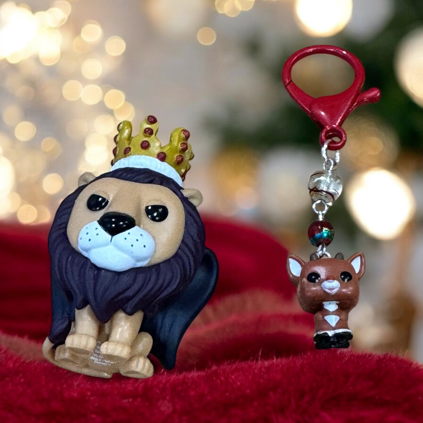 Beaded Crochet Hook and Stitch Marker Set Made with Funko Rudolph the Red Nosed Reindeer