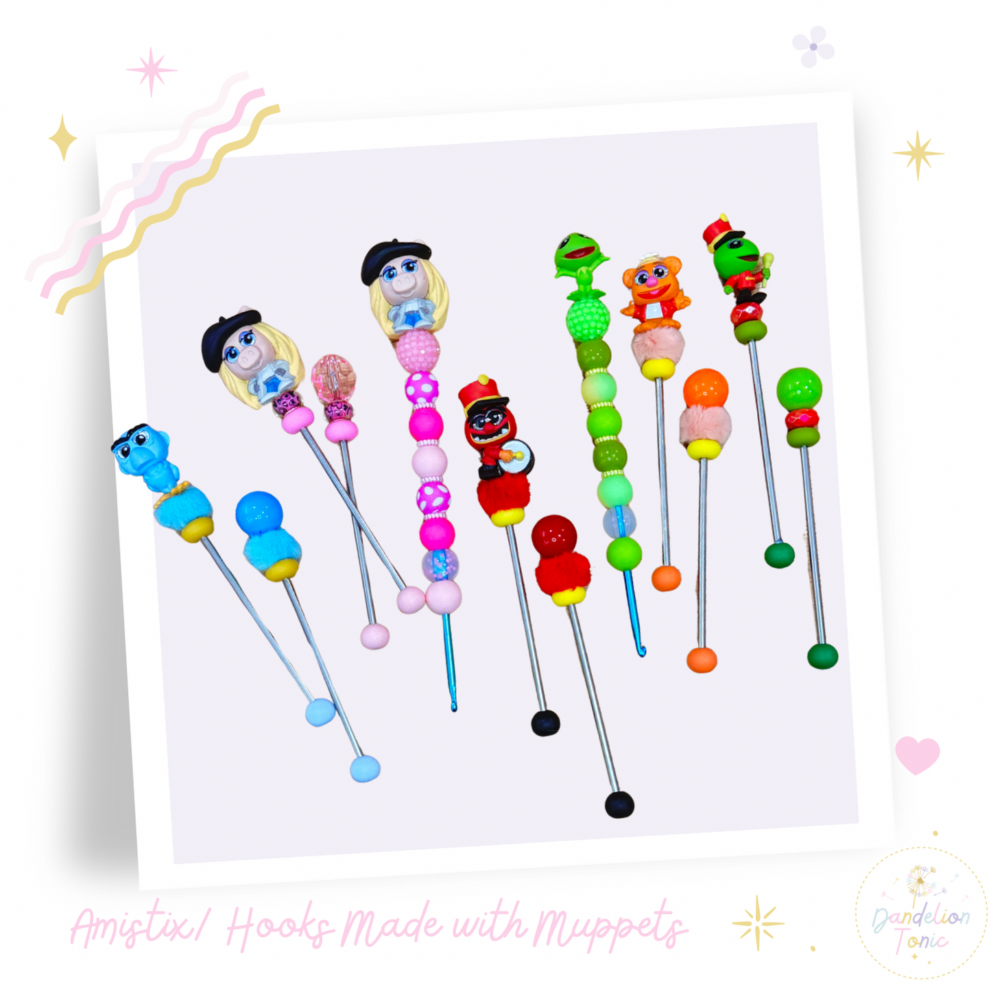 Choose Beaded Crochet Hook and/Or Amistix- Made with Muppets