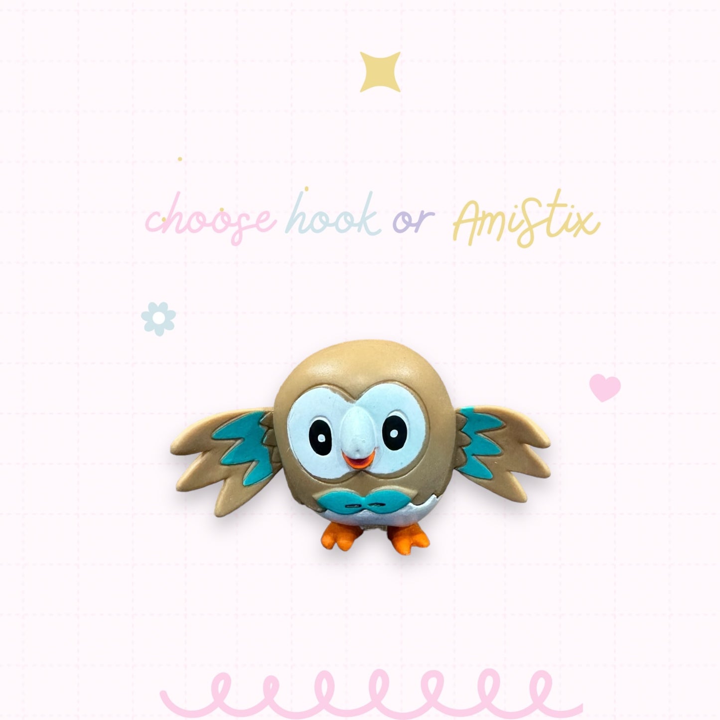 Choose Beaded Crochet Hook and/Or AmiStixTM - Pokemon Owelet Battle Figure
