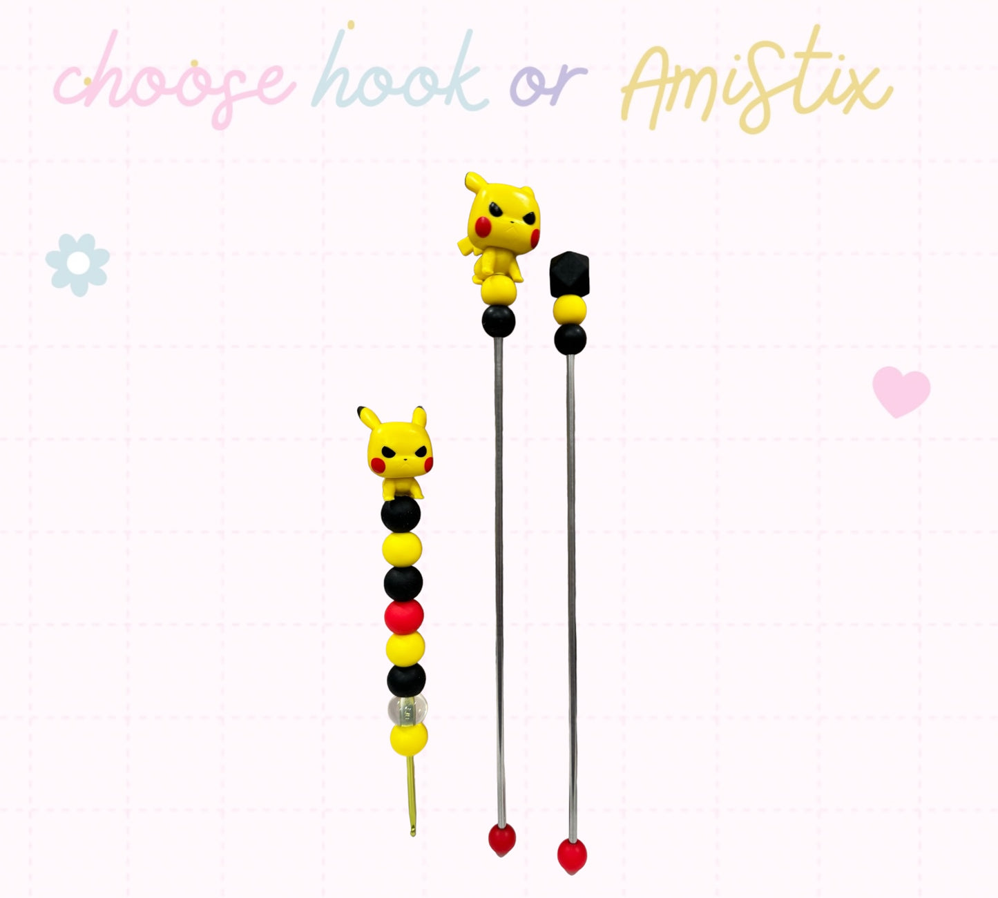 Choose Beaded Crochet Hook and/Or AmiStixTM - Pokemon Pikachu Funko Pocket Pop