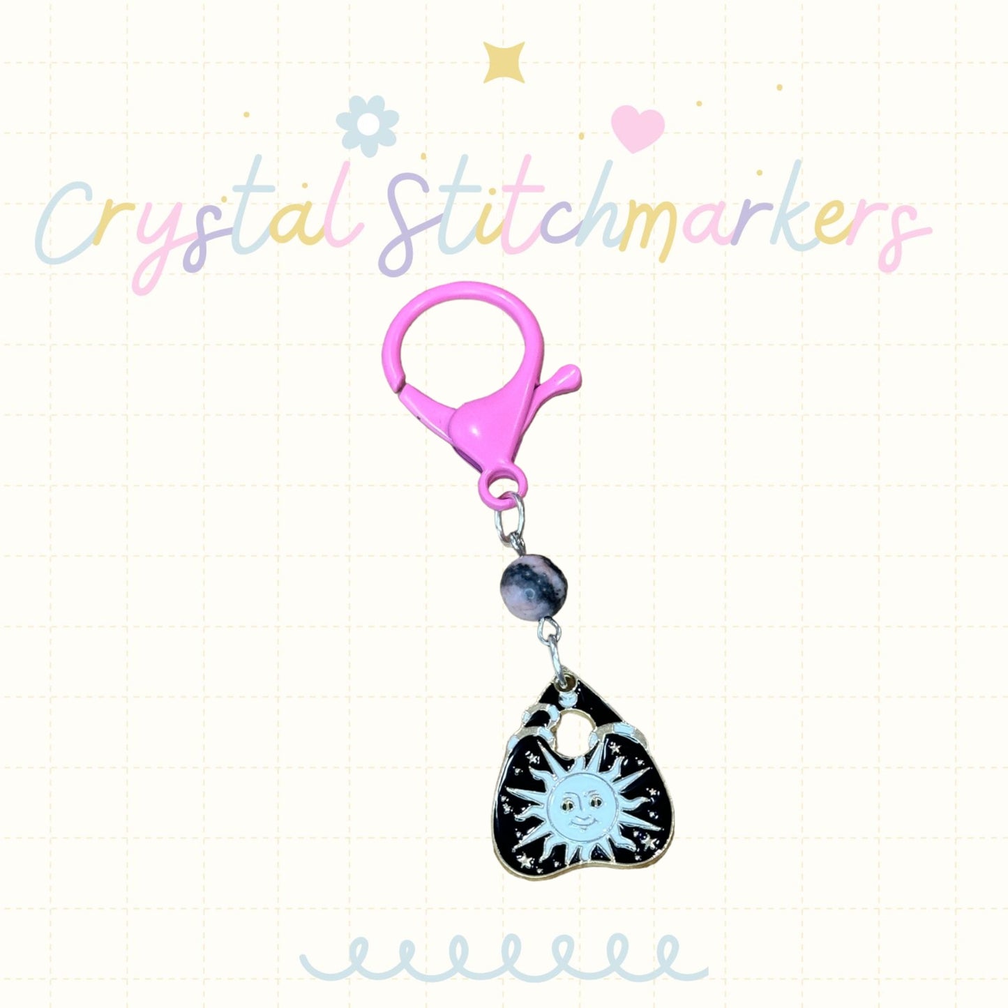 Pink Zebra Jasper Halloween Theme Stitch Markers
