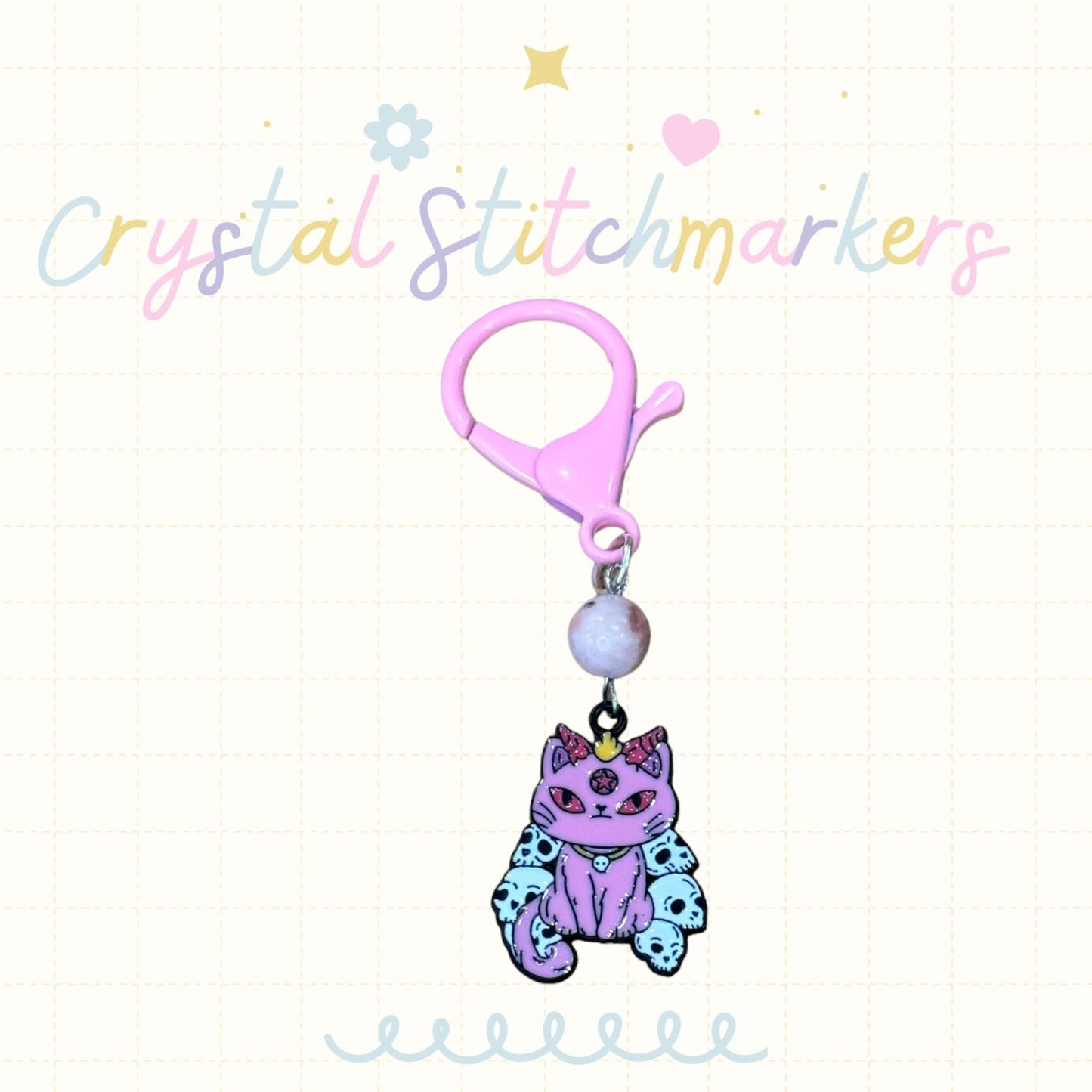 Pink Zebra Jasper Halloween Theme Stitch Markers