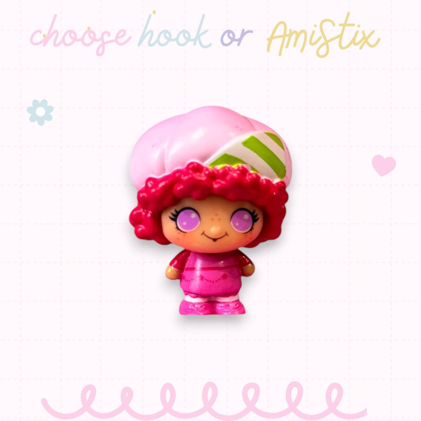 Choose Beaded Crochet Hook and/Or AmiStixTM - Made with Strawberry Short Cheebee!
