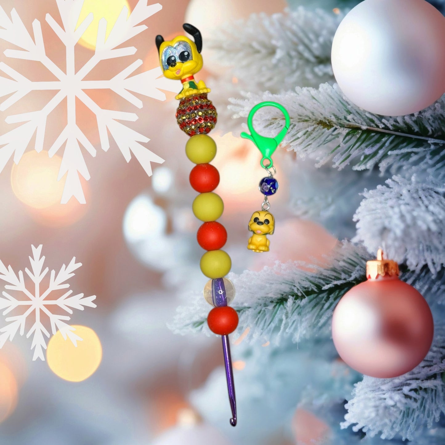 Beaded Crochet Hook Made with Mickey Classic Disney Doorables + Stitchmarker set