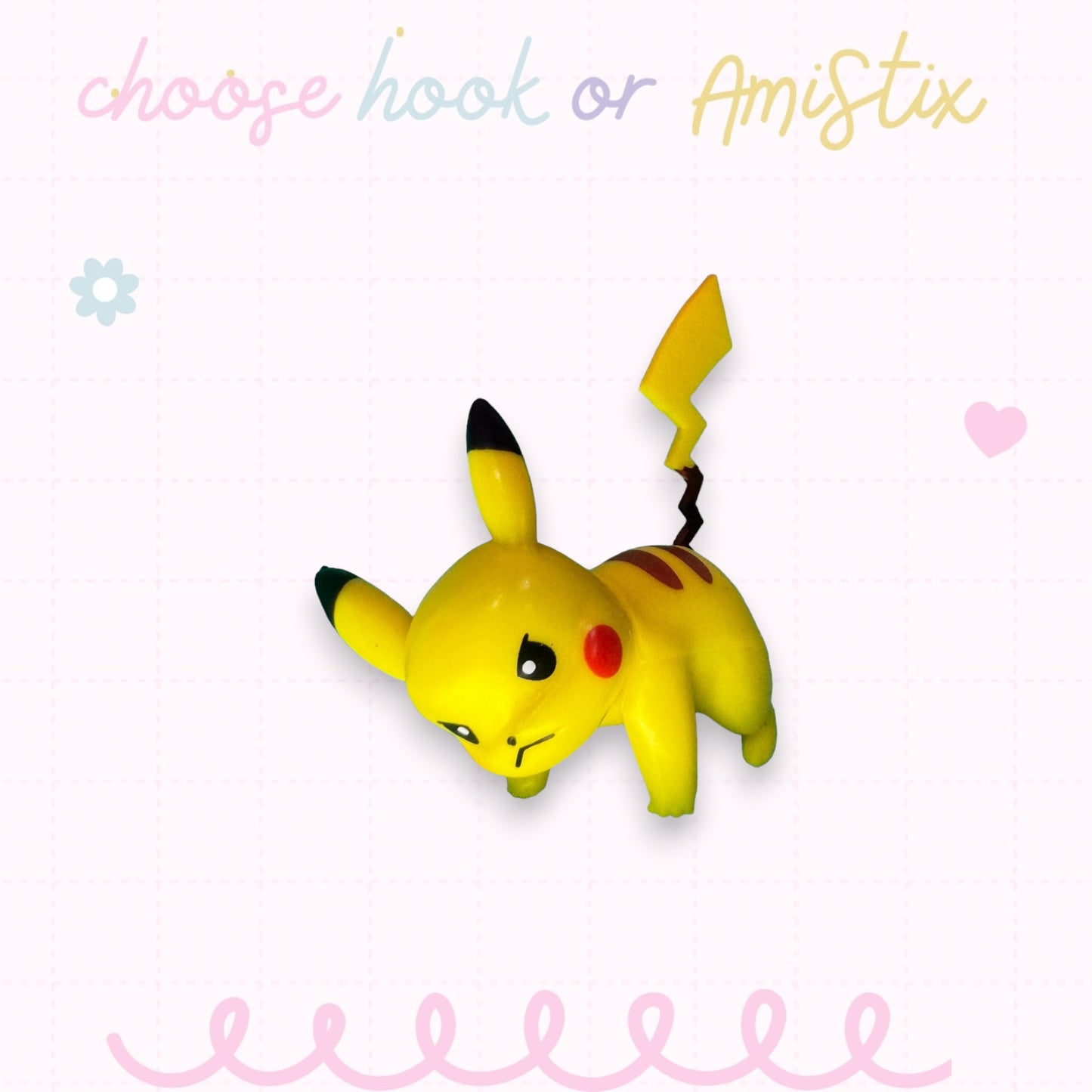Choose Beaded Crochet Hook and/Or AmiStixTM - Pokemon Pikachu Grumpy Battle Figure