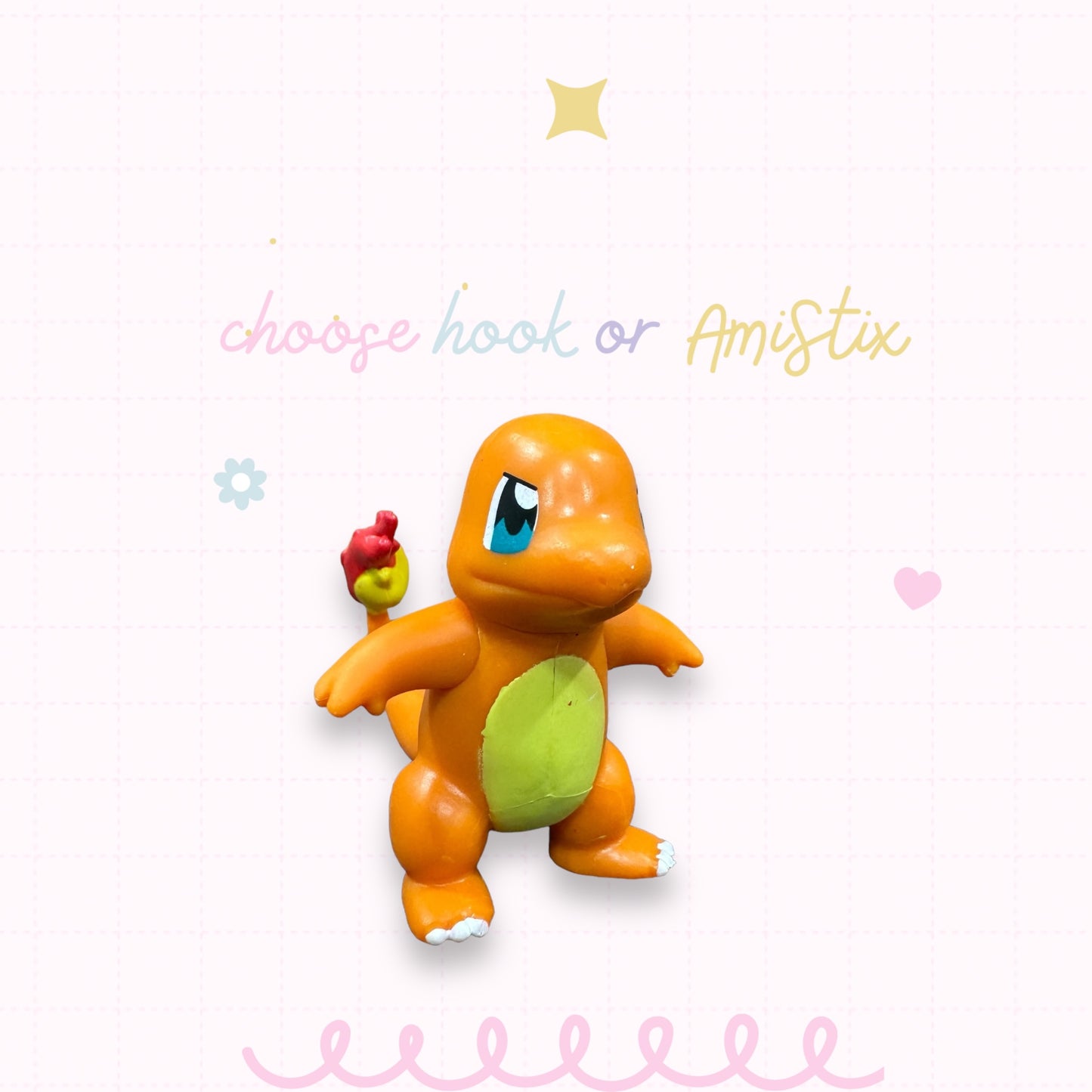 Choose Beaded Crochet Hook and/Or AmiStixTM - Pokemon Charmander Battle Figure