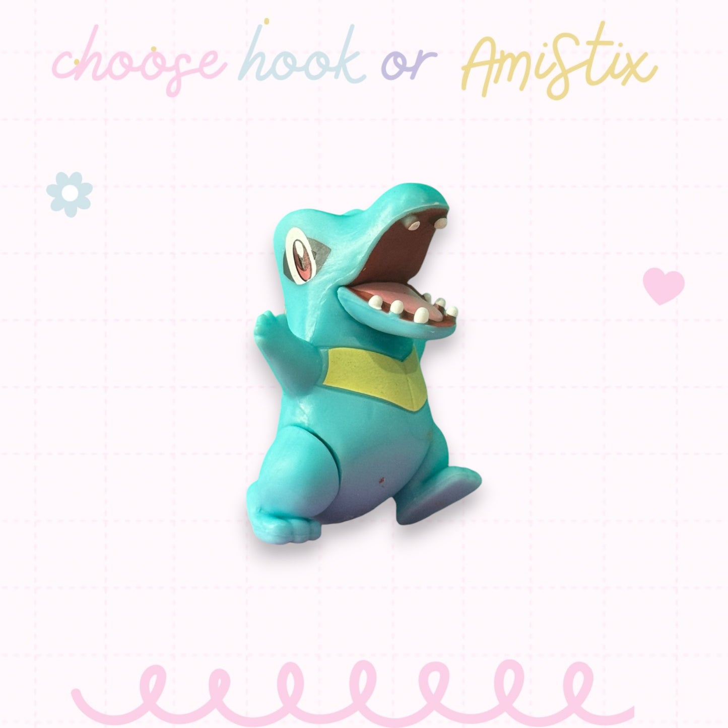 Choose Beaded Crochet Hook and/Or AmiStixTM - Pokemon Totodile Battle Figure