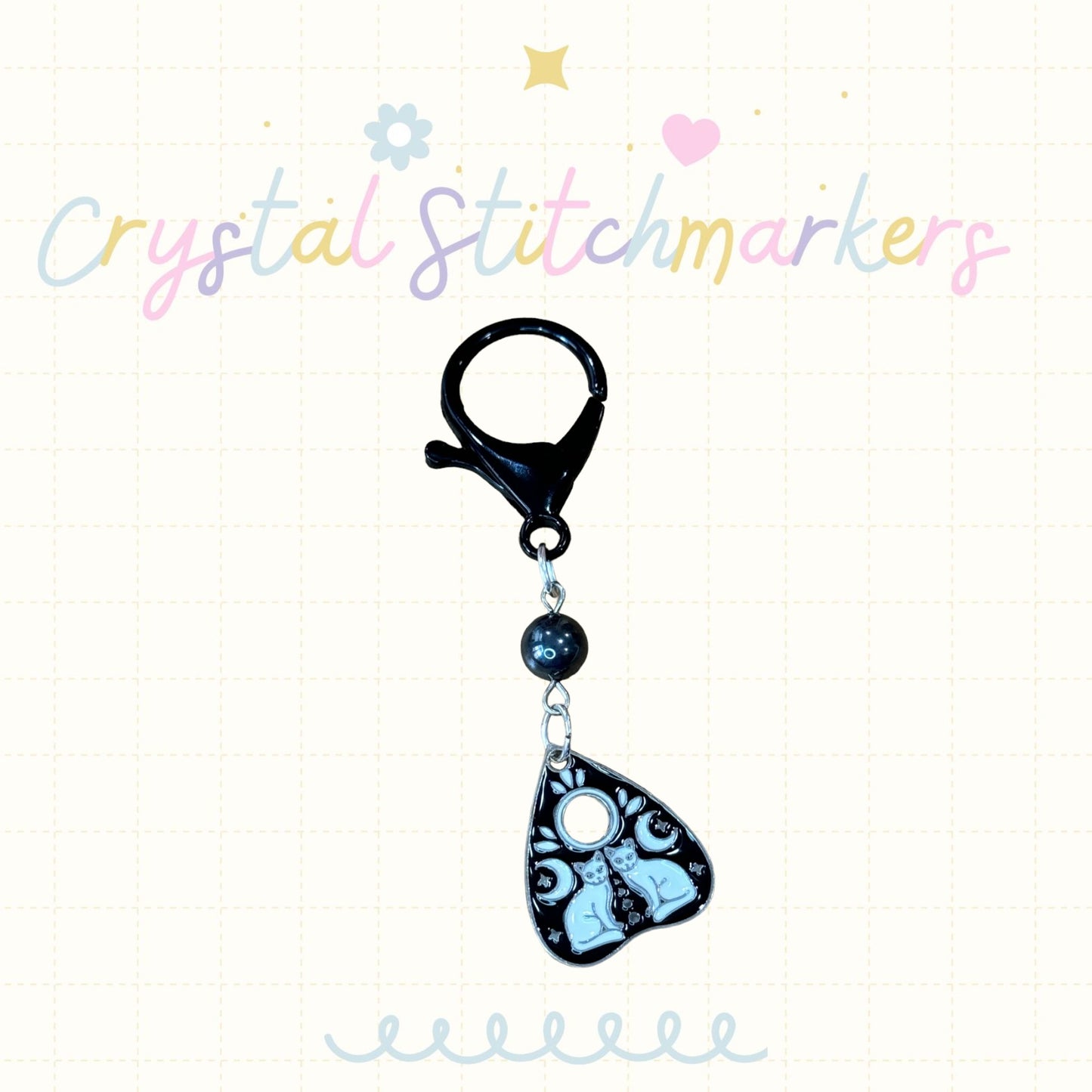 Hematite Crystal Halloween Theme Stitch Markers