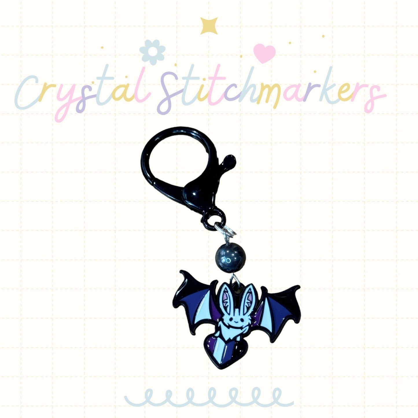 Hematite Crystal Halloween Theme Stitch Markers