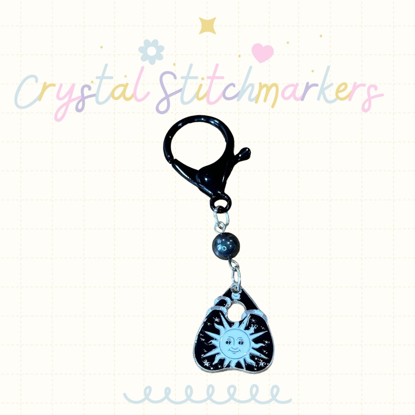 Hematite Crystal Halloween Theme Stitch Markers