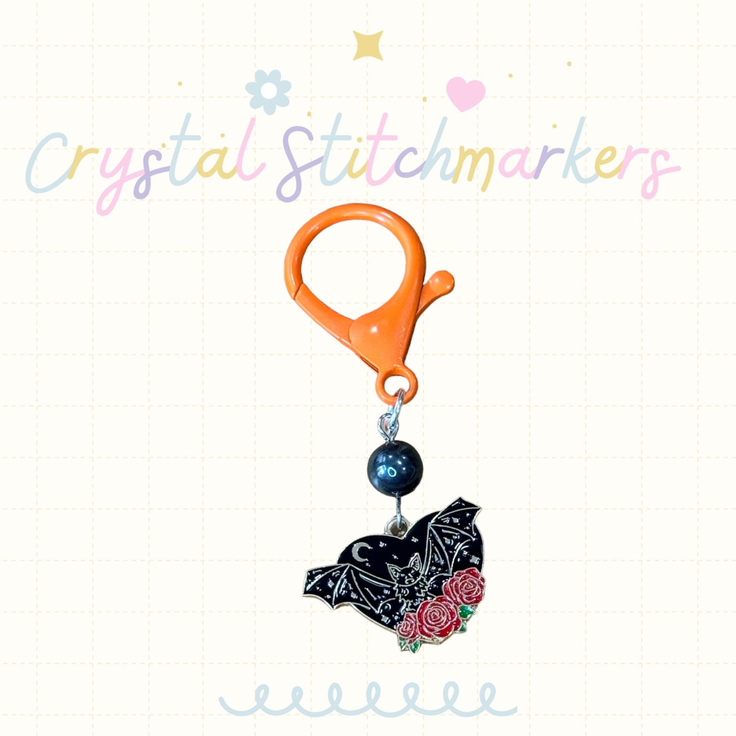 Hematite Crystal Halloween Theme Stitch Markers