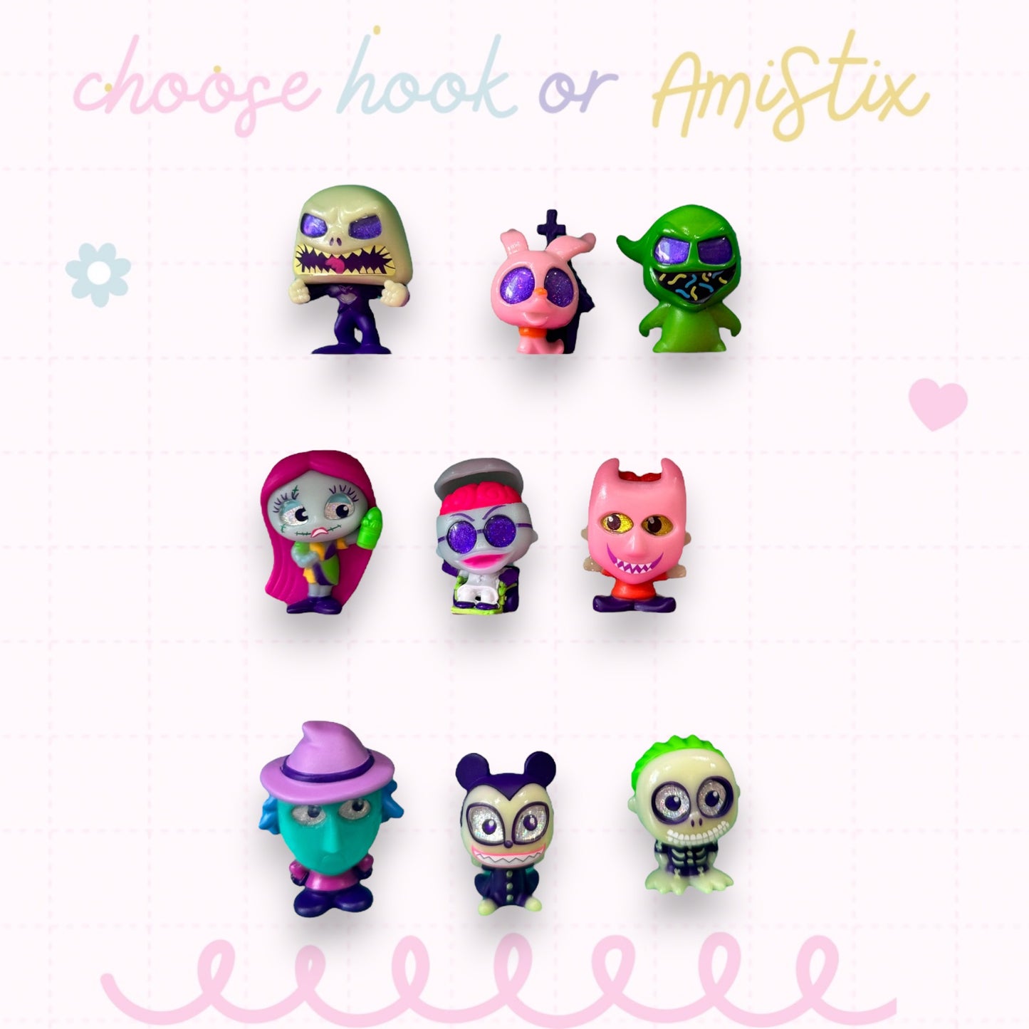 Interchangeable Topper Crochet Hook and/Or AmiStixTM - Made with Nightmare Before Christmas Doorables