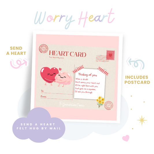 Worry Heart Handmade Crochet Heart Post Card