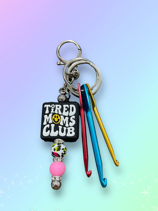 Lisa Frank Tired Moms Club Crochet Keychain