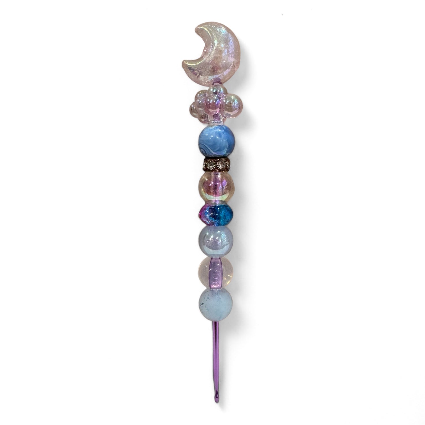 Beaded Crochet Hook Mixed Media Moon Hook READ DESCRIPTION