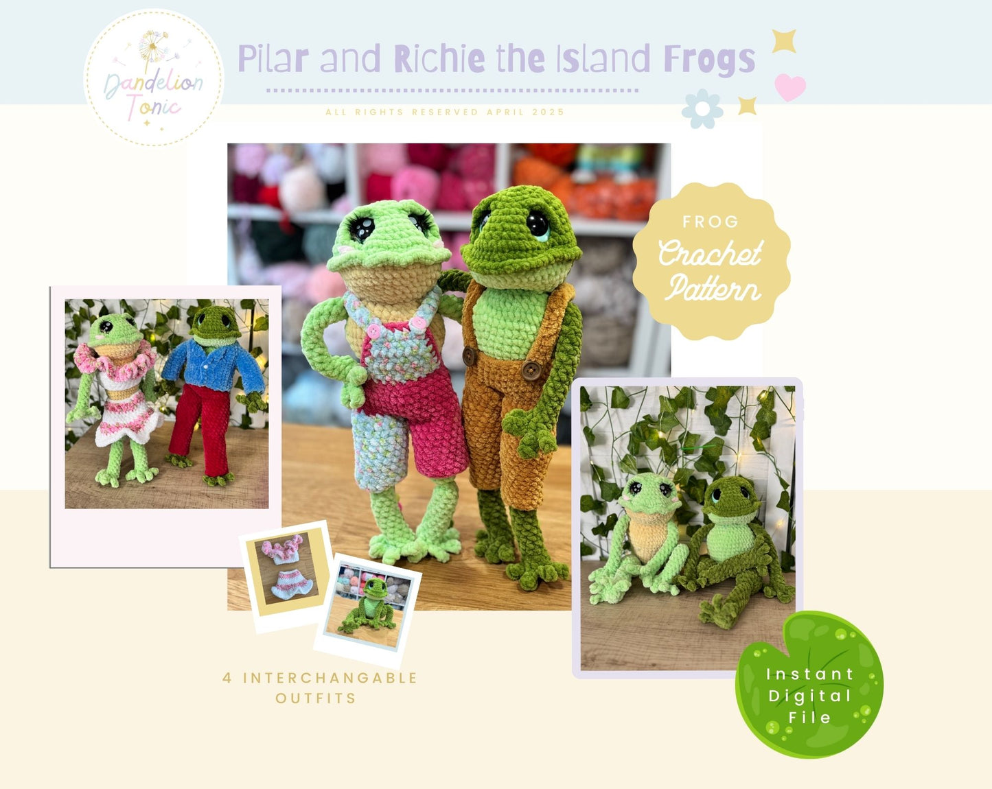Pilar and Richie the Island frog Crochet Pattern