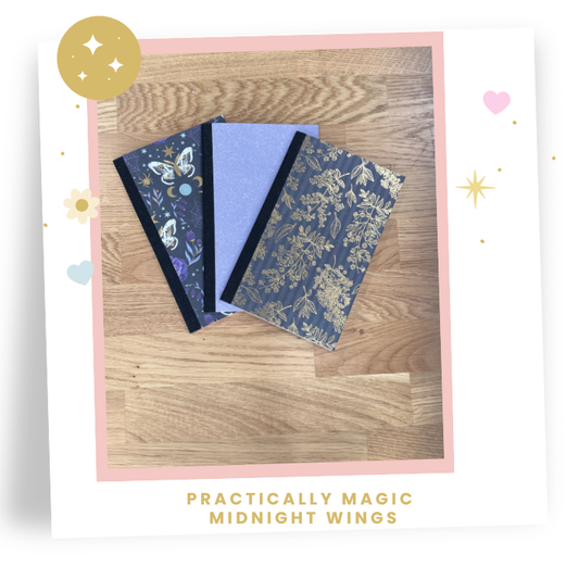 8x5 Pack of 3  Practically Magic Travelers Note Book: Midnight Wings