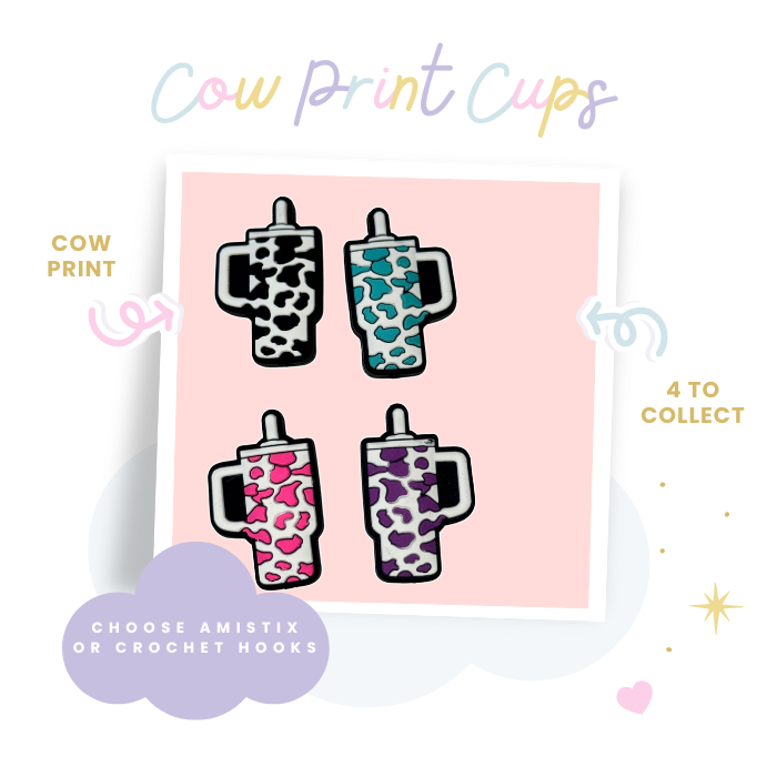 Choose Beaded Crochet Hook and/Or AmiStixTM - Cow Print Cups
