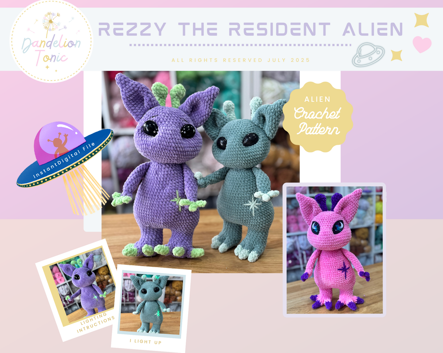Rezzy the Resident Alien Crochet Pattern