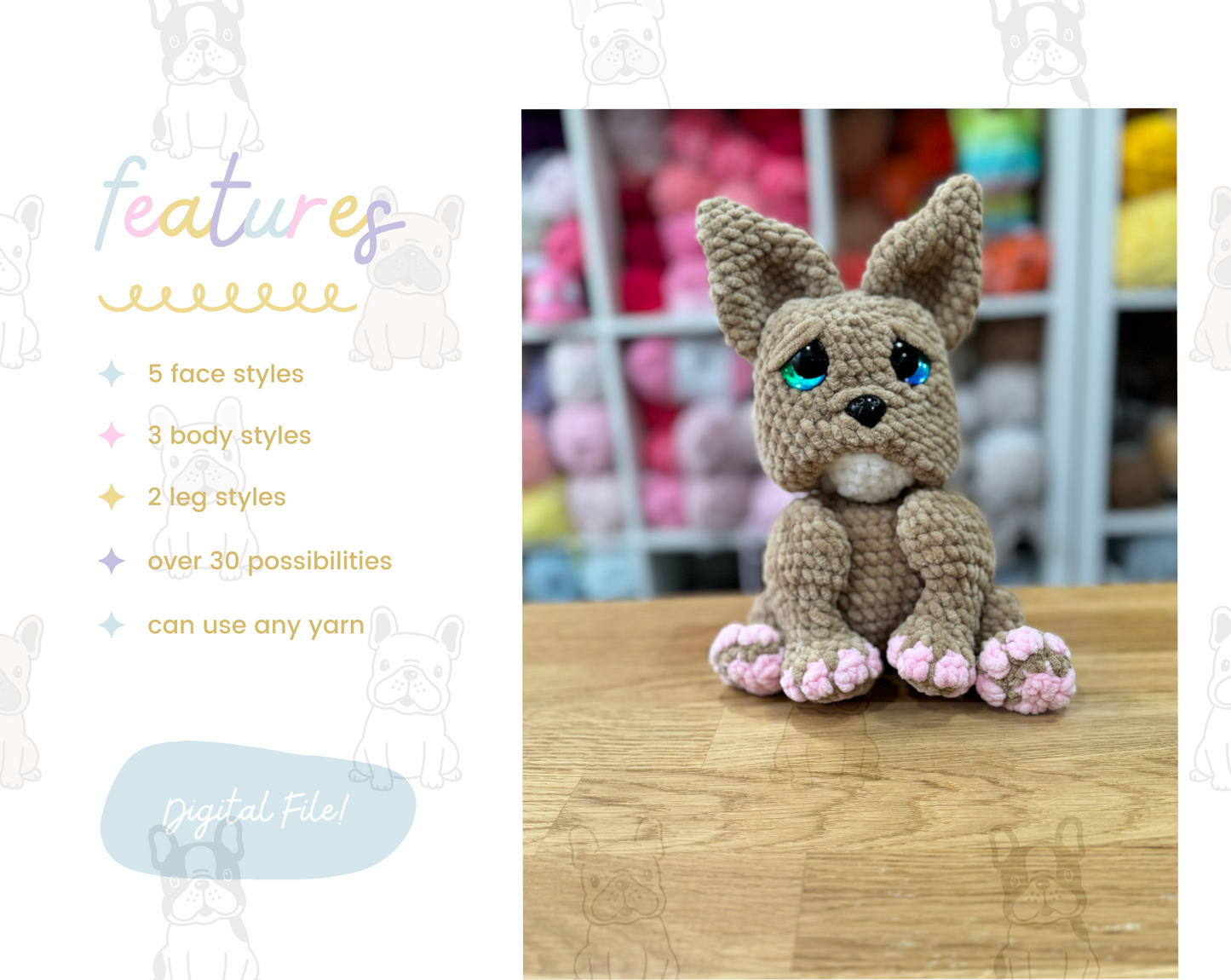 Gus the Frenchie Crochet Pattern