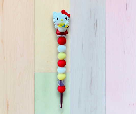 Beaded Crochet Hook made w/ Hello Kitty topper- Ramen