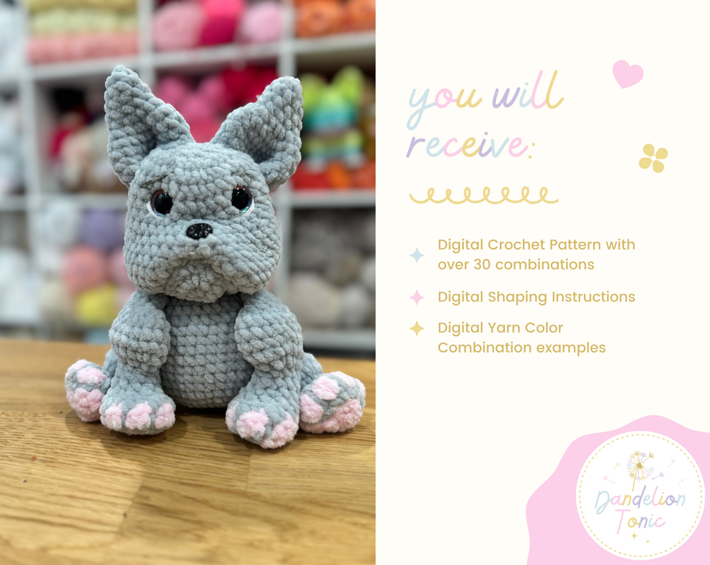 Gus the Frenchie Crochet Pattern