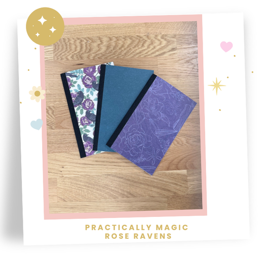 8x5 Pack of 3  Practically Magic Travelers Note Book: Rose Ravens