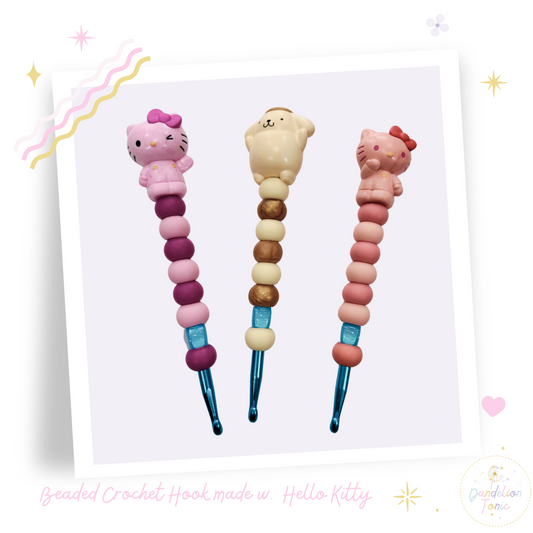 Beaded Crochet Hook made with Series 1 Marble Hello Kitty Limited Edition